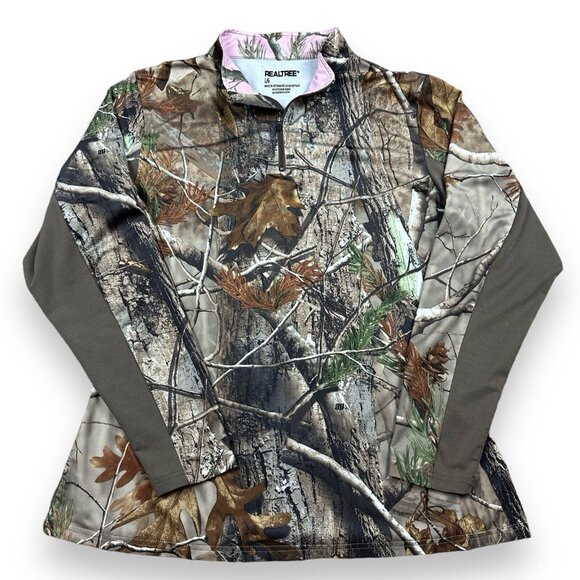 RealTree Brand AP HD Camo 1/4 Zip Pullover Shirt Women's Large - Picture 1 of 9